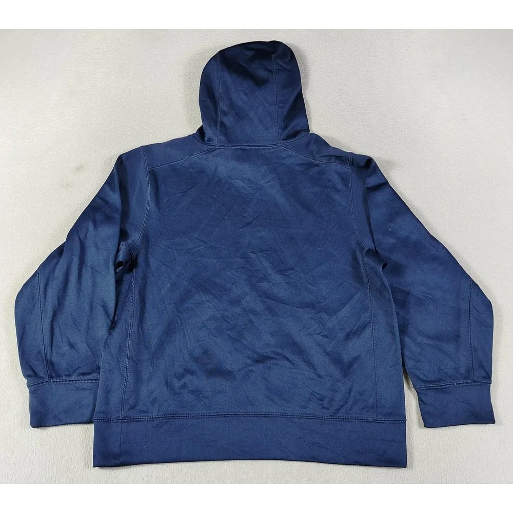 Nike Hoodie Sweatshirt Youth Large Blue Therma-FIT Pullover Swoosh Logo Fleece